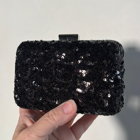 EXPRESSIONS NYC NWT Cocktail Black Sequin Clutch/Shoulder Evening/Party Purse - Picture 1 of 12